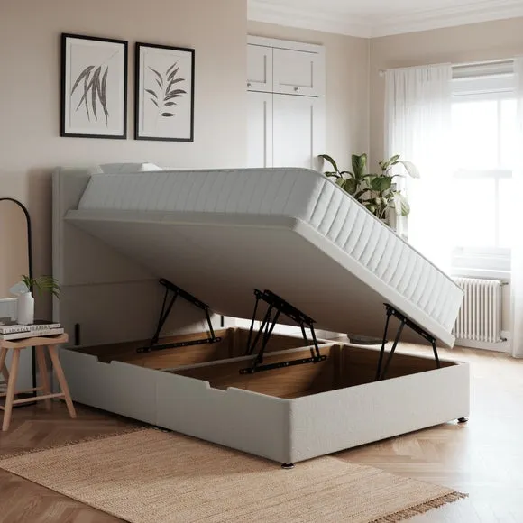 Side Ottoman Bed Frame - Cream, Teddy Fabric