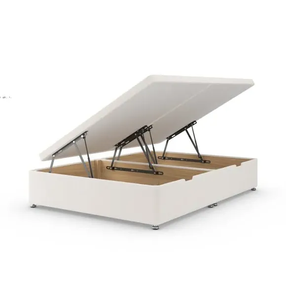 Side Ottoman Bed Frame - Cream, Teddy Fabric