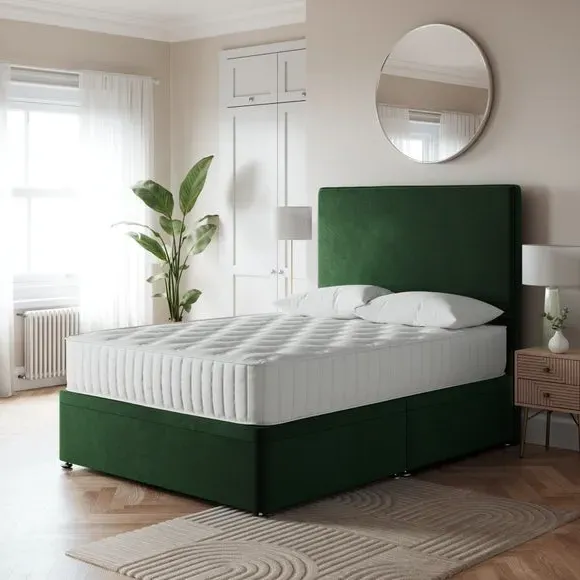 Side Ottoman Bed Frame - Emerald, Velvet