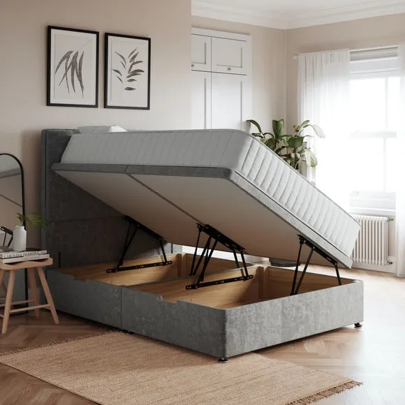 Side Ottoman Bed Frame - Grey, Chenille