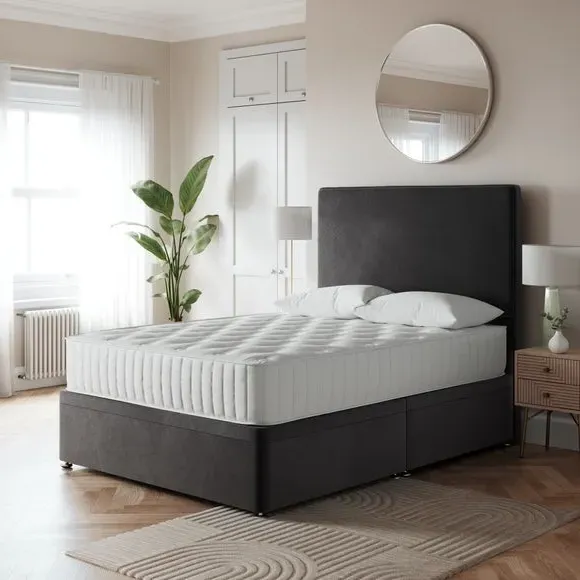 Side Ottoman Bed Frame - Grey, Velvet