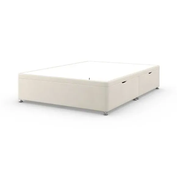 Side Ottoman Bed Frame with Storage - Cream