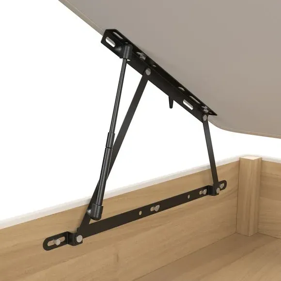 Side Ottoman Bed Frame with Storage - Cream, Linen