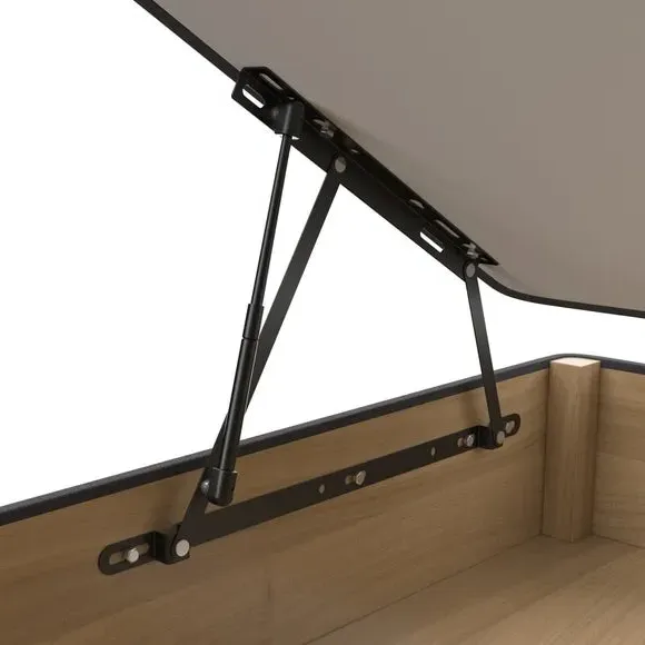 Side Ottoman Bed Frame with Storage - Grey, Tweed