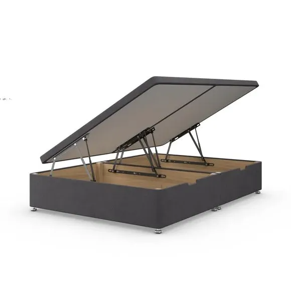 Side Ottoman Bed Frame with Storage - Grey, Tweed