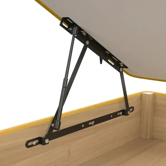 Side Ottoman Bed Frame with Storage - Ochre, Linen
