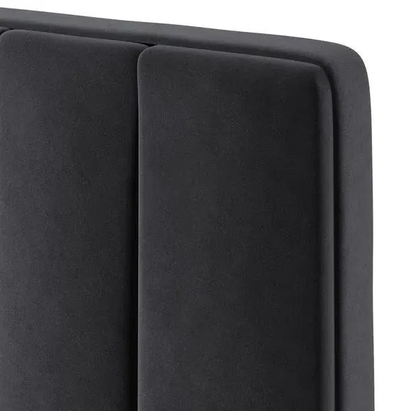 Vertical Stripe Headboard Floor Standing - Black, Velvet