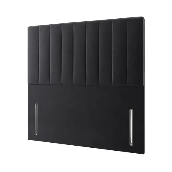 Vertical Stripe Headboard Floor Standing - Black, Velvet