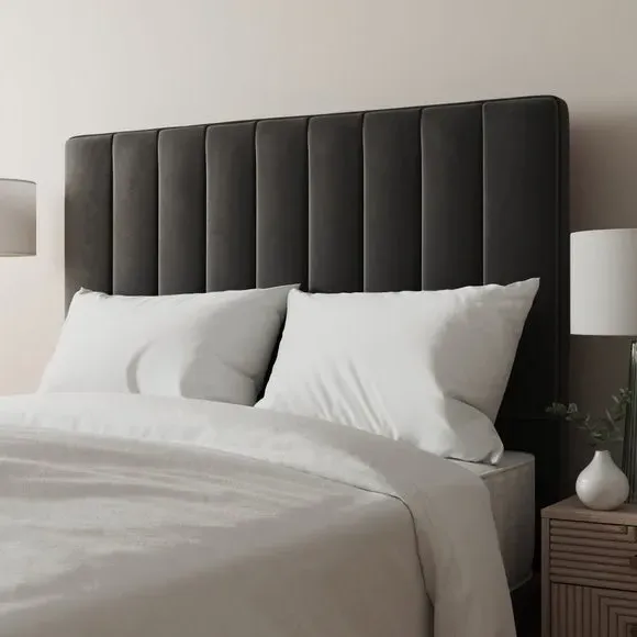 Vertical Stripe Headboard Floor Standing - Black, Velvet image