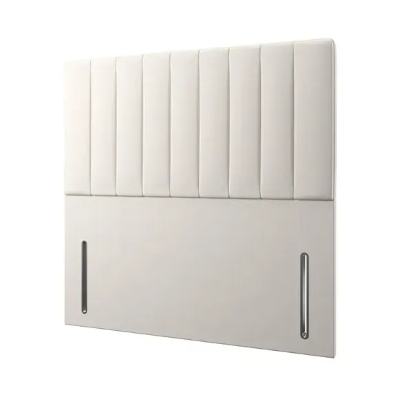 Vertical Stripe Headboard Floor Standing - Cream, Linen