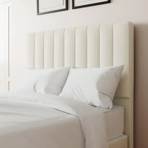 Vertical Stripe Headboard Floor Standing - Cream, Linen image