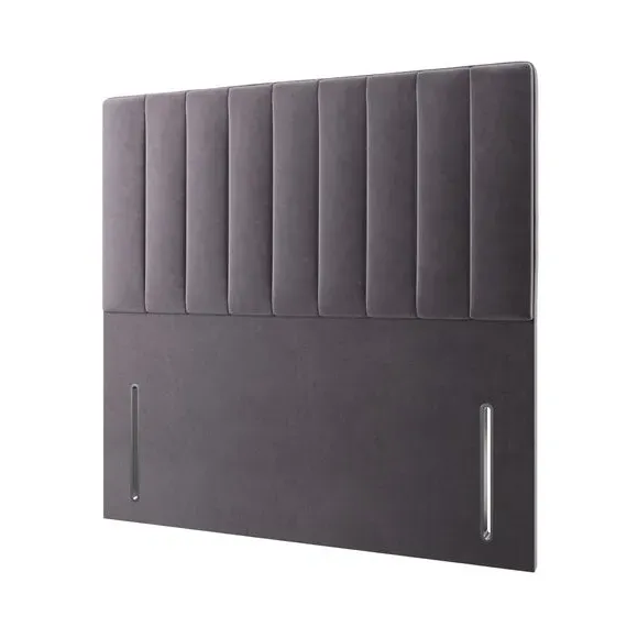 Vertical Stripe Headboard Floor Standing - Grey, Velvet