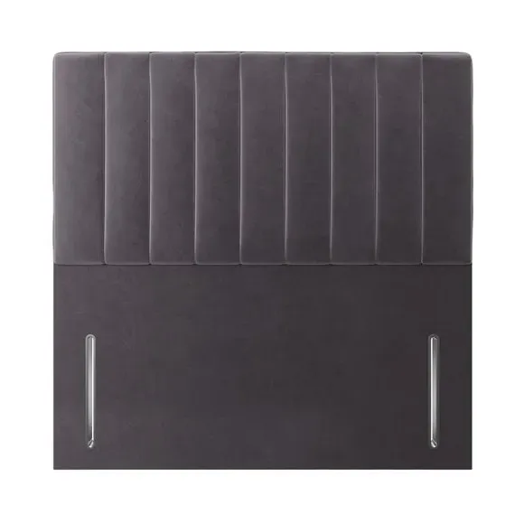 Vertical Stripe Headboard Floor Standing - Grey, Velvet