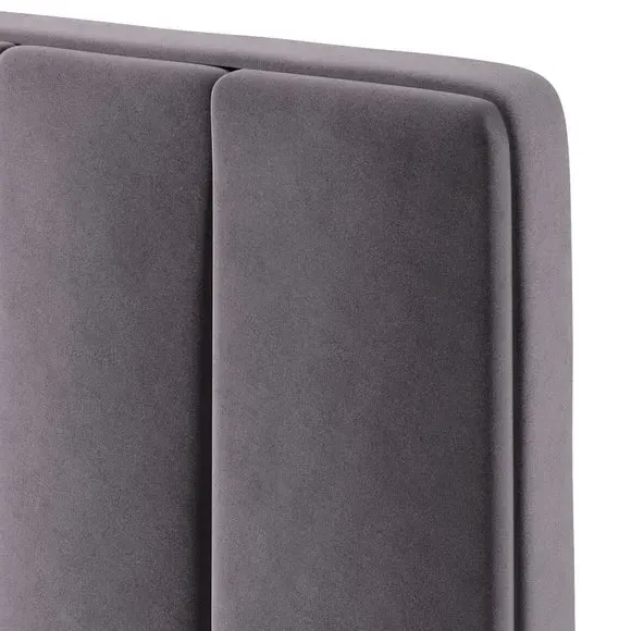 Vertical Stripe Headboard Floor Standing - Grey, Velvet