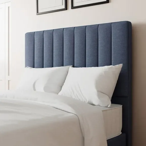 Vertical Stripe Headboard Floor Standing - Navy, Linen