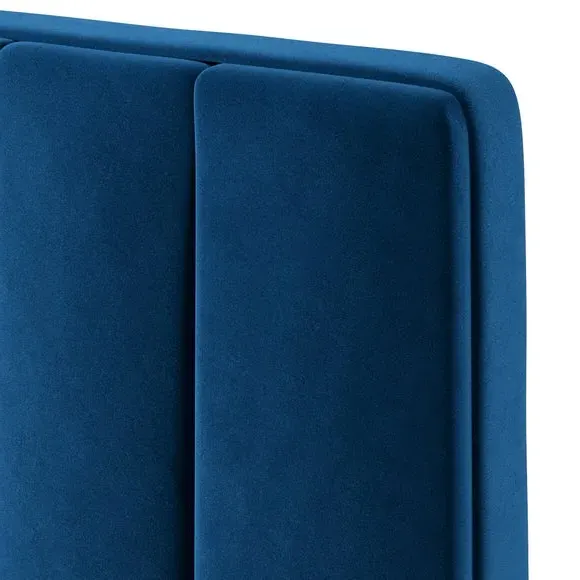 Vertical Stripe Headboard Floor Standing - Navy, Velvet