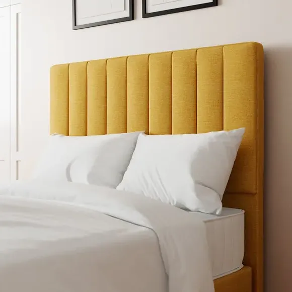 Vertical Stripe Headboard Floor Standing - Ochre, Linen