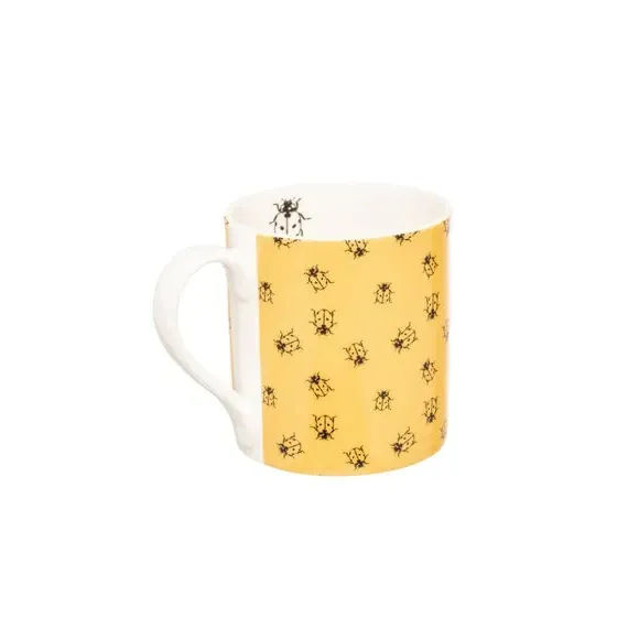 4-Piece Mug Set Ladybird Design - Yellow, Bone China