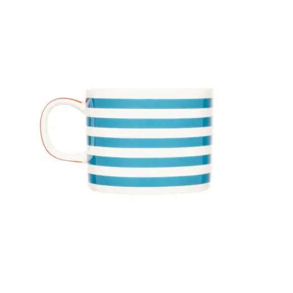 4-Piece Mug Set with Stripes - Blue, Bone China