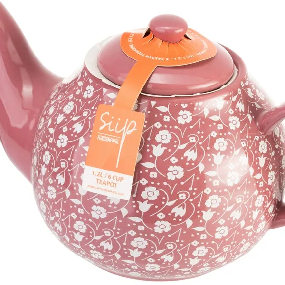 6 Cup Teapot Ditsy Floral - Pink, Stoneware