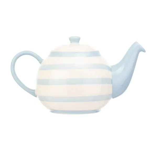 6 Cup Teapot Striped Design - Blue, Stoneware