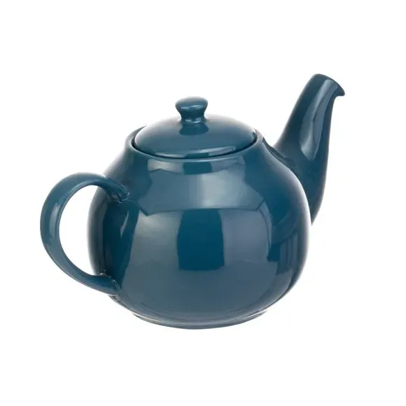 6 Cup Teapot with Gloss Glaze - Blue, Stoneware