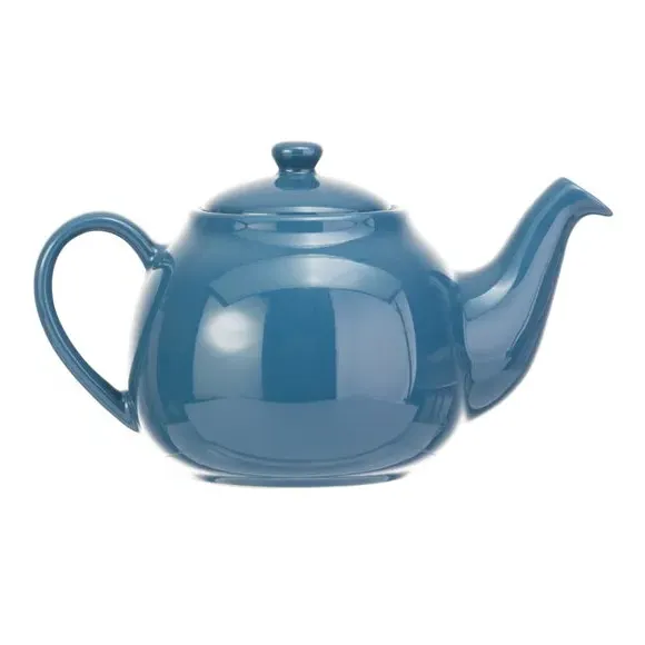 6 Cup Teapot with Gloss Glaze - Blue, Stoneware