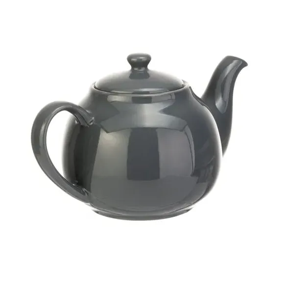 6 Cup Teapot with Gloss Glaze - Grey, Stoneware