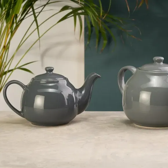 6 Cup Teapot with Gloss Glaze - Grey, Stoneware