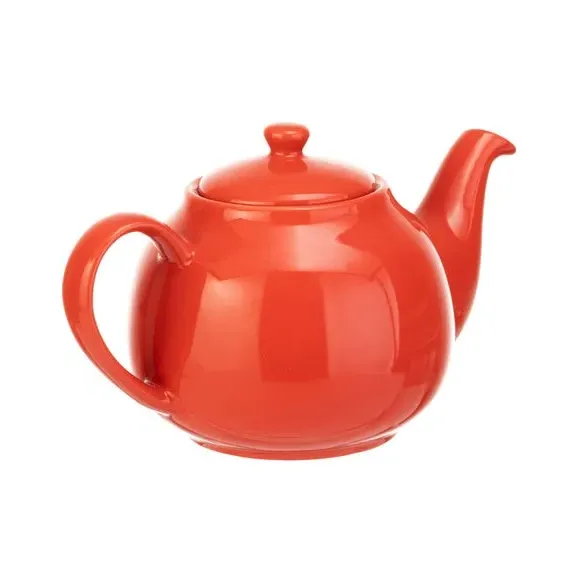 6 Cup Teapot with Gloss Glaze - Red, Stoneware