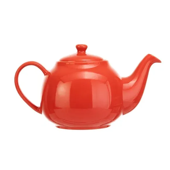 6 Cup Teapot with Gloss Glaze - Red, Stoneware