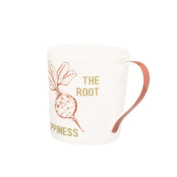Set of 4 Cone Mugs with Slogan - Red, Bone China