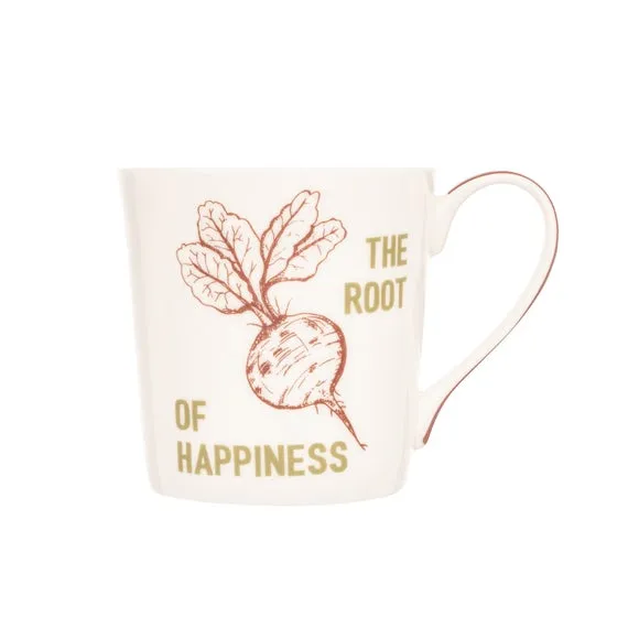Set of 4 Cone Mugs with Slogan - Red, Bone China