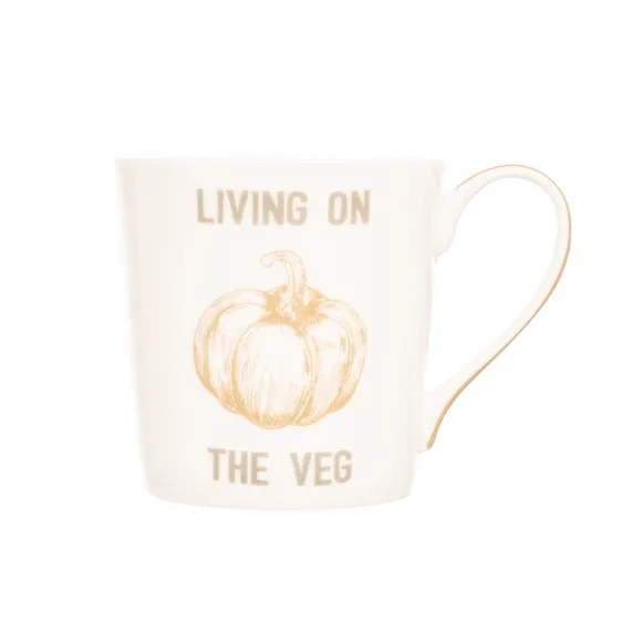 Set of 4 Cone Mugs with Slogan - Yellow, Bone China