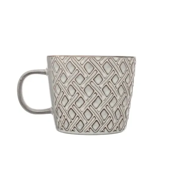 Set of 4 Diamond Mugs - Grey, Stoneware