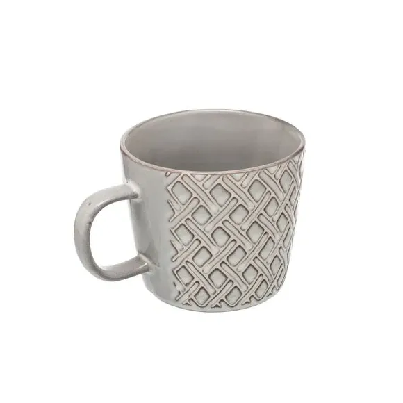 Set of 4 Diamond Mugs - Grey, Stoneware image