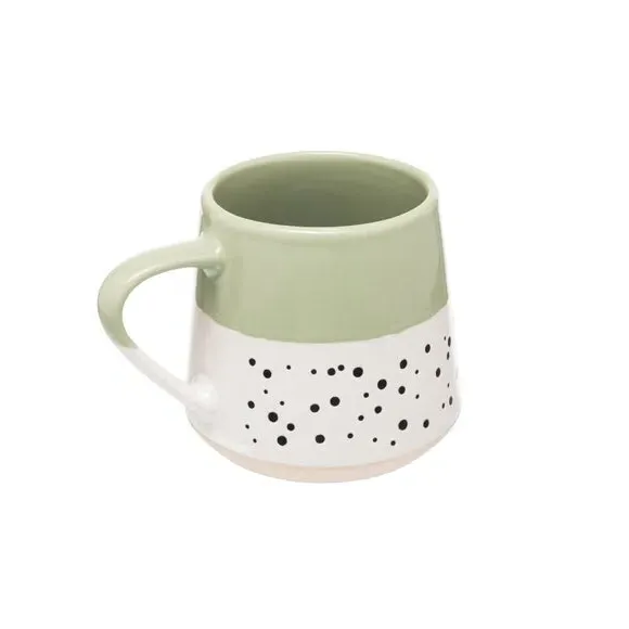 Set of 4 Dotted Mugs - Sage, Stoneware
