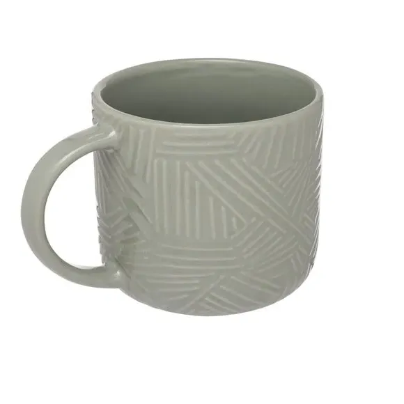 Set of 4 Embossed Mugs - Grey, Stoneware image