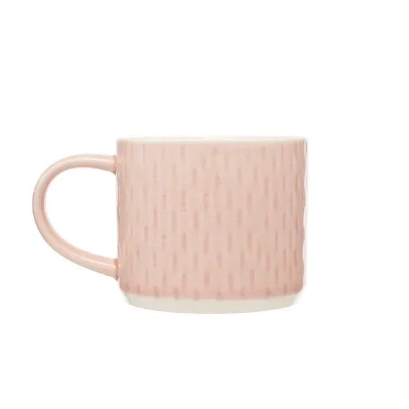 Set of 4 Embossed Teardrop Mugs - Pink, Stoneware