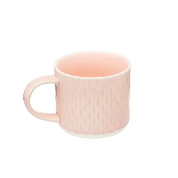 Set of 4 Embossed Teardrop Mugs - Pink, Stoneware image