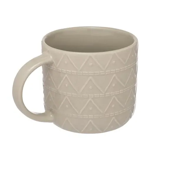 Set of 4 Embossed Triangle Mugs - Green, Stoneware image