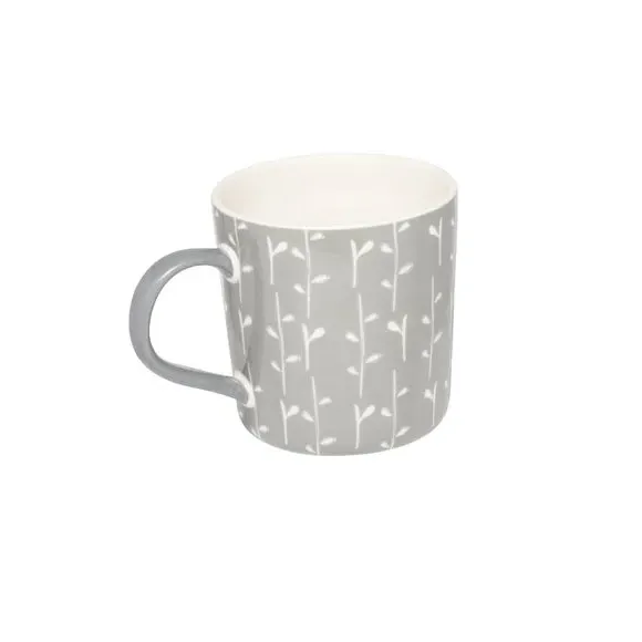 Set of 4 Floral Mugs - Grey, Bone China image
