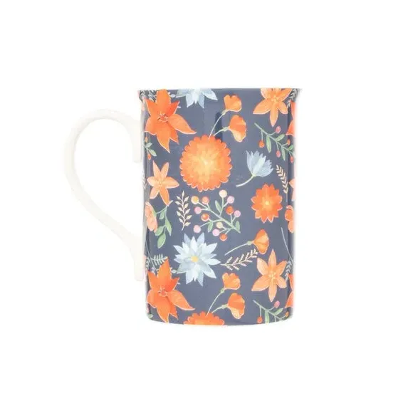 Set of 4 Fluted Mugs - Multicolor, Bone China