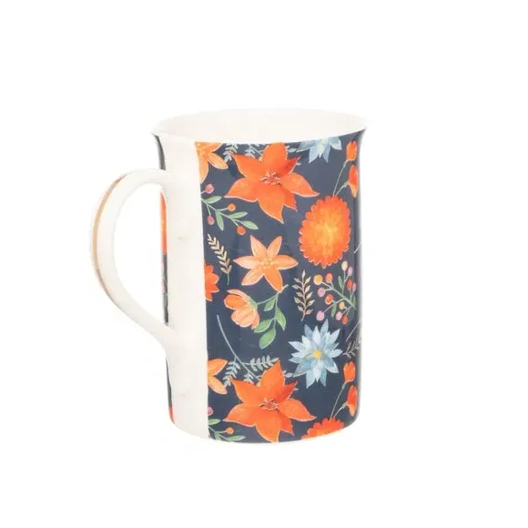 Set of 4 Fluted Mugs - Multicolor, Bone China image