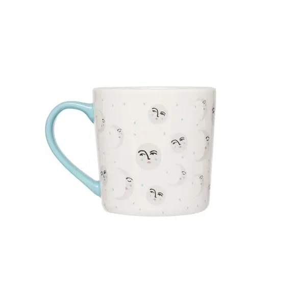 Set of 4 Moon Mugs - White, Stoneware