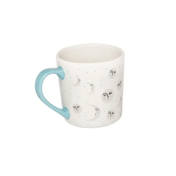 Set of 4 Moon Mugs - White, Stoneware