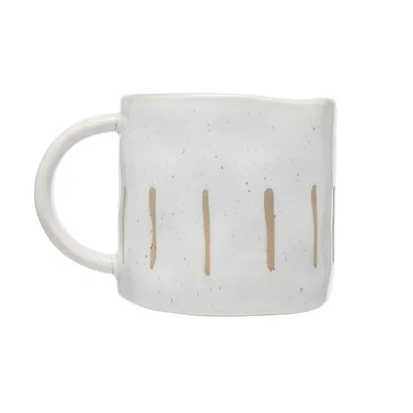 Set of 4 Mugs Organic Line - White, Stoneware
