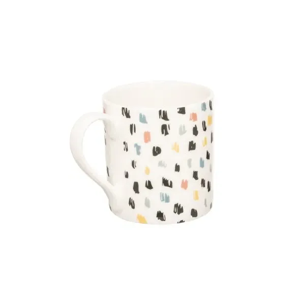 Set of 4 Mugs with Brush Stroke Print - Multicolor image