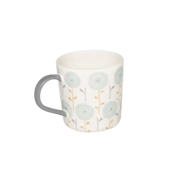 Set of 4 Mugs with Dandelion Design - Blue, China image