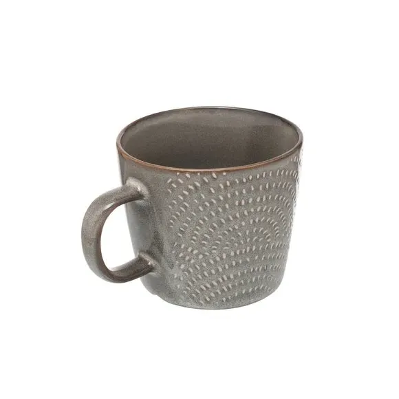 Set of 4 Mugs with Dot Pattern - Grey, Stoneware image